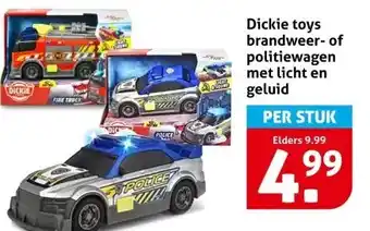 Hoogvliet Dickie toys brandweer- of politiewagen met licht en geluid aanbieding