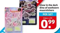 Hoogvliet Glow in the dark dino of eenhoorn muurstickers aanbieding