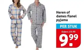 Hoogvliet Heren of dames flanel pyjama aanbieding