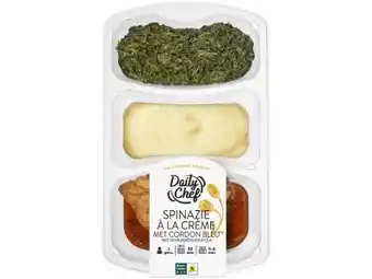 Hoogvliet Daily Chef Spinazie met cordon blue en puree aanbieding