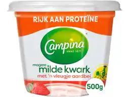 Hoogvliet Campina magere kwark met een vleugje aardbei aanbieding