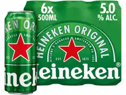 Hoogvliet Heineken Premium Pilsener Bier Blik 6-pack aanbieding