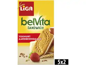 Hoogvliet Liga BelVita koekjes sandwich yoghurt aardbei aanbieding