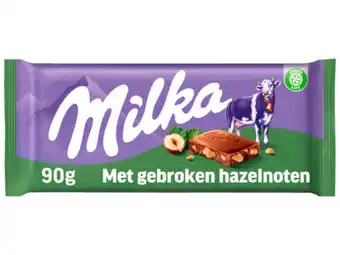 Hoogvliet Milka Chocoladereep gebroken hazelnoten aanbieding