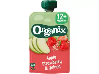 Hoogvliet Organix Knijpfruit appel, aardbei & quinoa 12mnd aanbieding