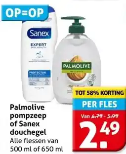 Hoogvliet Palmolive pompzeep of Sanex douchegel aanbieding