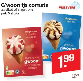 Coop G'woon ijs cornets aanbieding