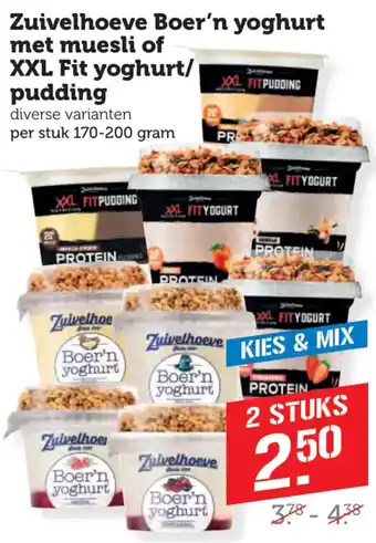 Coop Zuivelhoeve Boer'n yoghurt met muesli of XXL Fit yoghurt pudding aanbieding