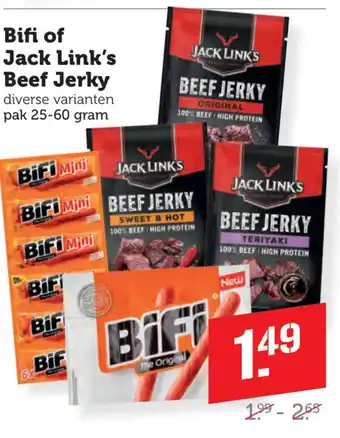 Coop Bifi of Jack Link's Beef Jerky aanbieding