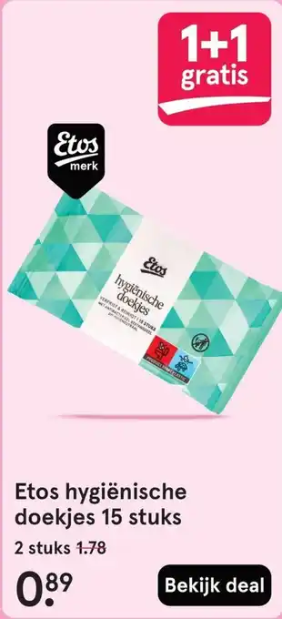 Etos Etos hygiënische doekjes 15 stuks aanbieding