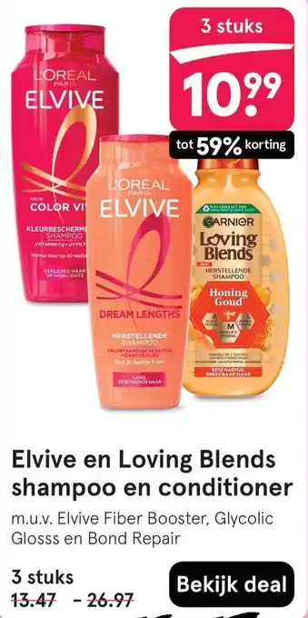 Etos Elvive en Loving Blends shampoo en conditioner aanbieding