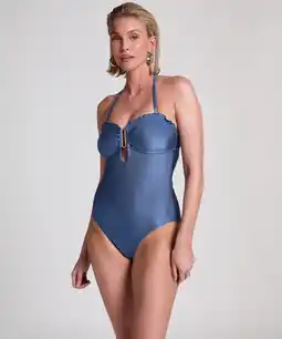 Hunkemoller Hunkemöller Sardinia bandeau badpak Blauw aanbieding