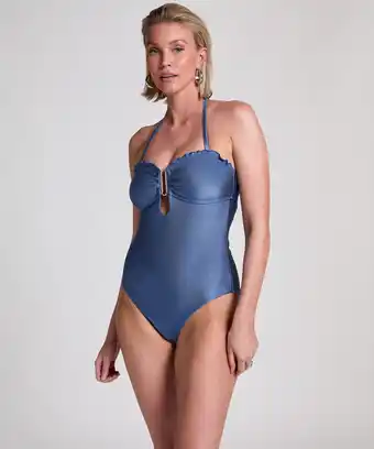 Hunkemoller Hunkemöller Sardinia bandeau badpak Blauw aanbieding