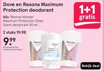 Etos Dove en Rexona Maximum Protection deodorant aanbieding