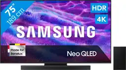 Coolblue Samsung 75 Neo QLED QN82F 4K (2025) + Samsung HW-B750F Zwart aanbieding