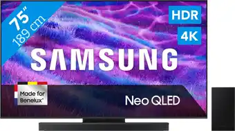 Coolblue Samsung 75 Neo QLED QN82F 4K (2025) + Samsung HW-B750F Zwart aanbieding