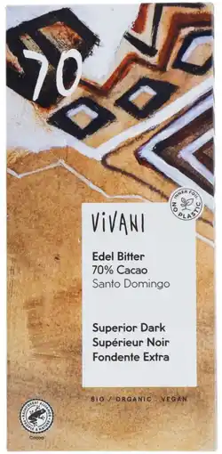 De Online Drogist Vivani Edel Bitter 70% Cacao Reep aanbieding