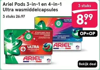 Etos Ariel Pods 3 in 1 en 4 in 1 Ultra wasmiddelcapsules aanbieding
