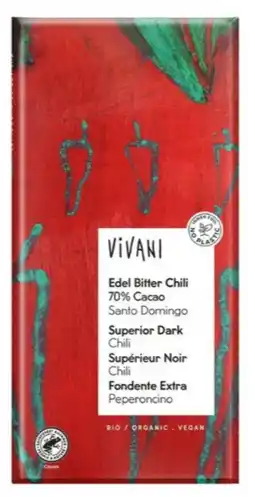 De Online Drogist Vivani Edel Bitter Chili 70% Cacao Reep aanbieding