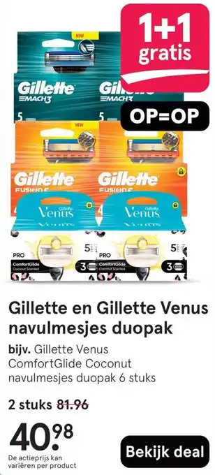 Etos Gillette en Gillette Venus navulmesjes duopak aanbieding