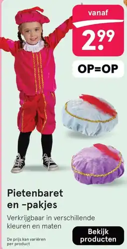 Etos Pietenbaret en pakjes aanbieding