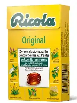 De Online Drogist Ricola Kruidenpastilles Original Suikervrij aanbieding