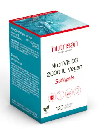 De Online Drogist Nutrisan NutriVit D3 2000IU Vegan Softgels aanbieding