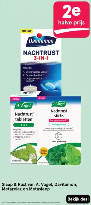 Etos Slaap & Rust van A. Vogel, Davitamon, Metarelax en Metasleep aanbieding