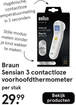 Etos Braun Sensian 3 contactloze voorhoofdthermometer aanbieding