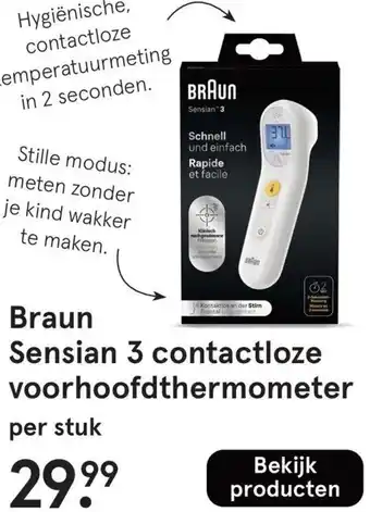 Etos Braun Sensian 3 contactloze voorhoofdthermometer aanbieding