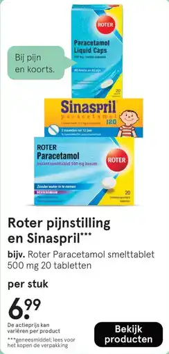 Etos Roter pijnstilling en Sinaspril aanbieding