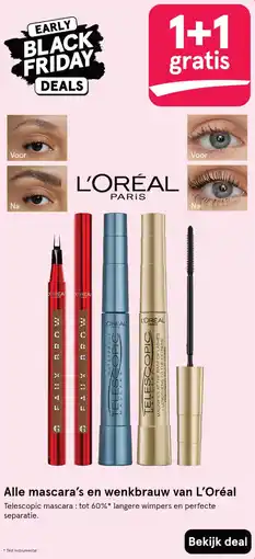 Etos Alle mascara's en wenkbrauw van L'Oréal aanbieding