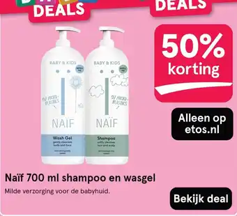 Etos Naïf 700 ml shampoo en wasgel aanbieding