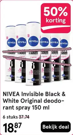 Etos NIVEA Invisible Black & White Original deodorant spray aanbieding