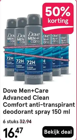 Etos Dove Men+Care Advanced Clean Comfort anti-transpirant deodorant spray aanbieding