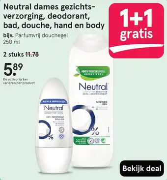 Etos Neutral dames gezichtsverzorging, deodorant, bad, douche, hand en body aanbieding