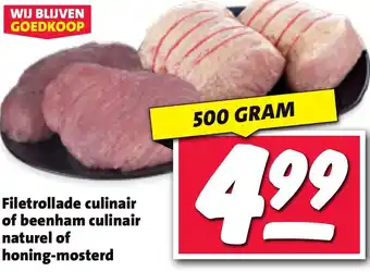 Filetrollade culinair of beenham culinair naturel of honing-mosterd