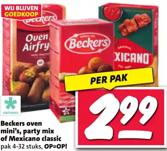 Nettorama Beckers oven mini's, party mix of Mexicano classic aanbieding