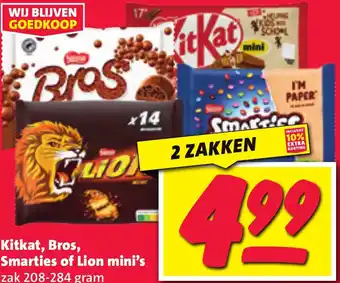 Nettorama Kitkat, Bros, Smarties of Lion mini's aanbieding