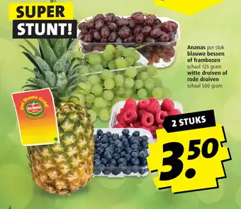 Boni Ananas per stuk blauwe bessen of frambozen witte druiven of aanbieding