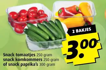 Boni Snack tomaatjes snack komkommers of snack paprika's aanbieding