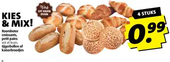 Boni KIES & MIX! Roomboter croissants, petit pains wit of bruin, tijgerbollen of kaiserbroodjes aanbieding