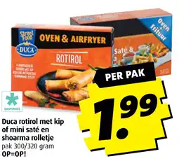Boni Duca rotirol met kip of mini saté en shoarma rolletje aanbieding