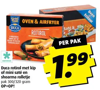 Boni Duca rotirol met kip of mini saté en shoarma rolletje aanbieding