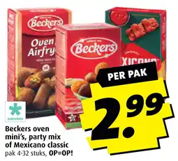 Boni Beckers oven mini's, party mix of Mexicano classic aanbieding