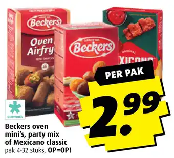 Boni Beckers oven mini's, party mix of Mexicano classic aanbieding