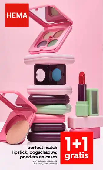 HEMA Perfect match lipstick, oogschaduw, poeders en cases aanbieding