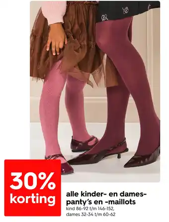 Alle kinder en dames panty's en maillots