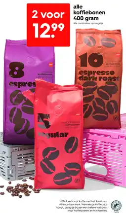 HEMA Alle koffiebonen aanbieding