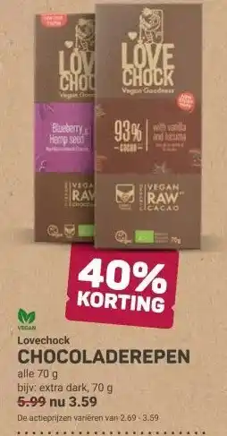 Ekoplaza Lovechock CHOCOLADEREPEN aanbieding